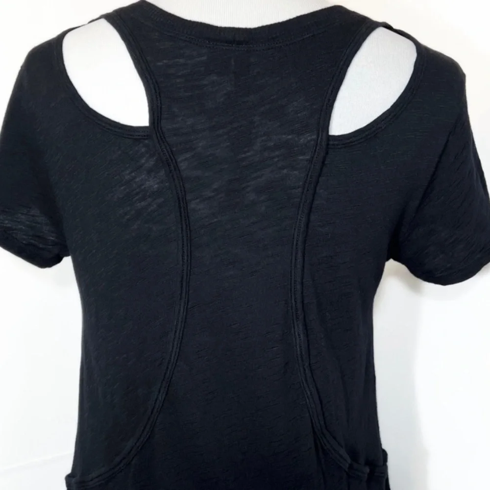Left Of Center Anthropologie  Black Tee With Pockets - Picture 4 of 7